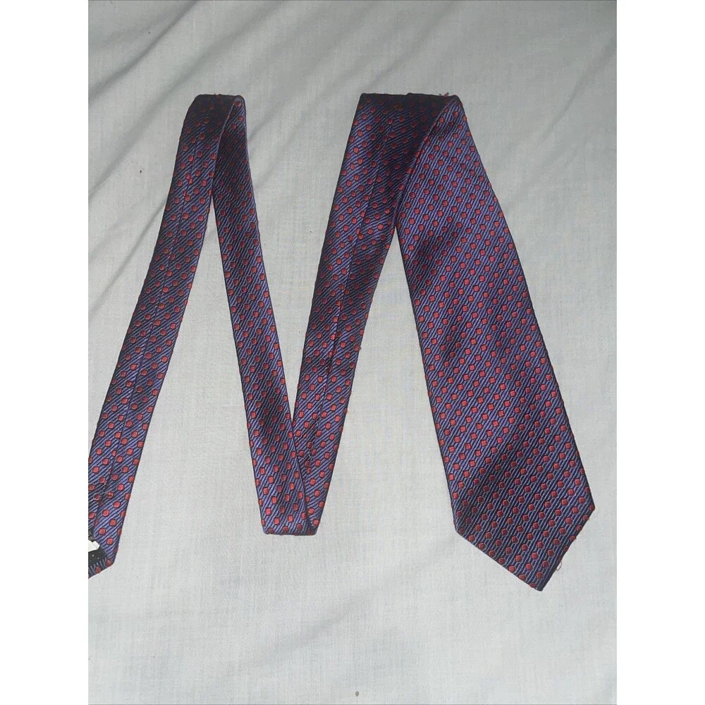 Dona Dona Men’s Dress Tie Size 58” 3.75” Blue Dotted Silk Business Formal